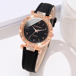 1PCS Simple Luxury Leather Strap Watch Black Casual Fashion Quartz Watch Is The Perfect Gift For Her (No Box)