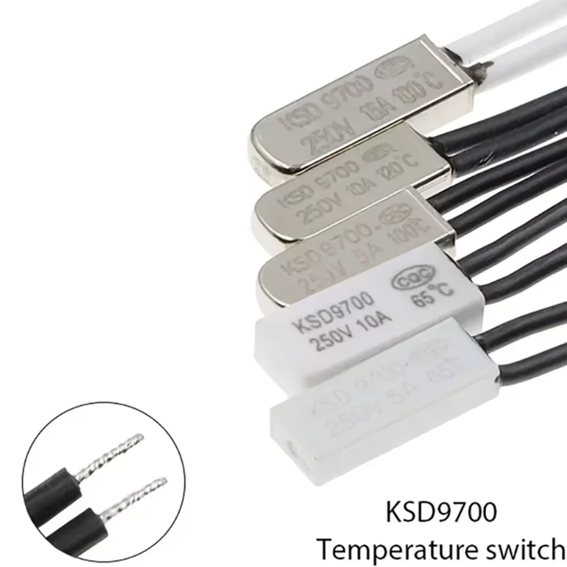 KSD9700 250V 5A 10A 16A 40~155 Degree Bimetal Disc Temperature Switch Normal Close Closed Thermostat Thermal Protector Fuses