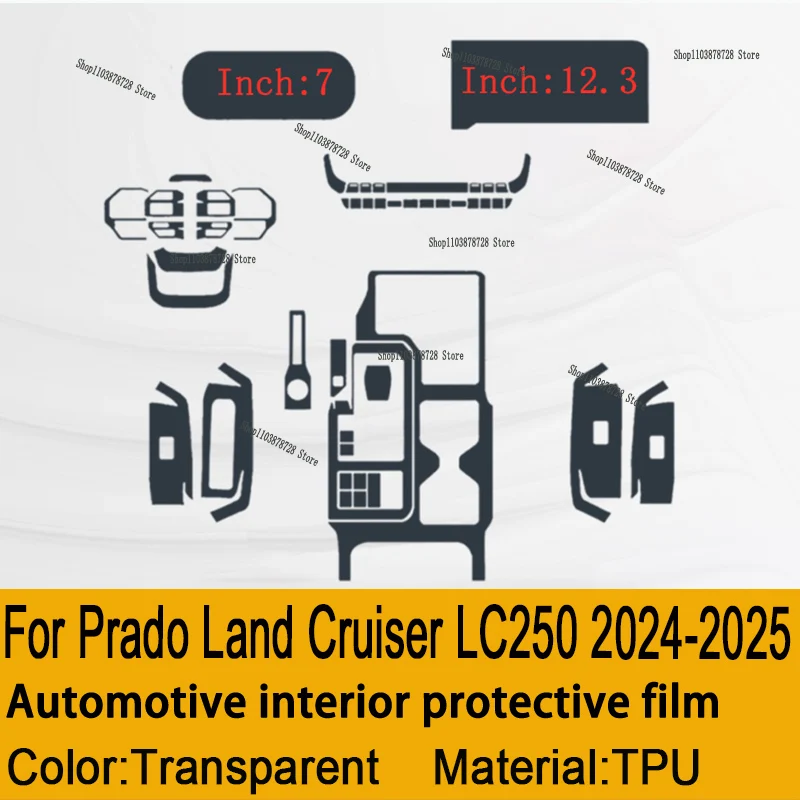

For Prado Land Cruiser LC250 2024 2025 Gearbox Panel Navigation Automotive Interior Screen Protective Film TPU Anti-Scratch
