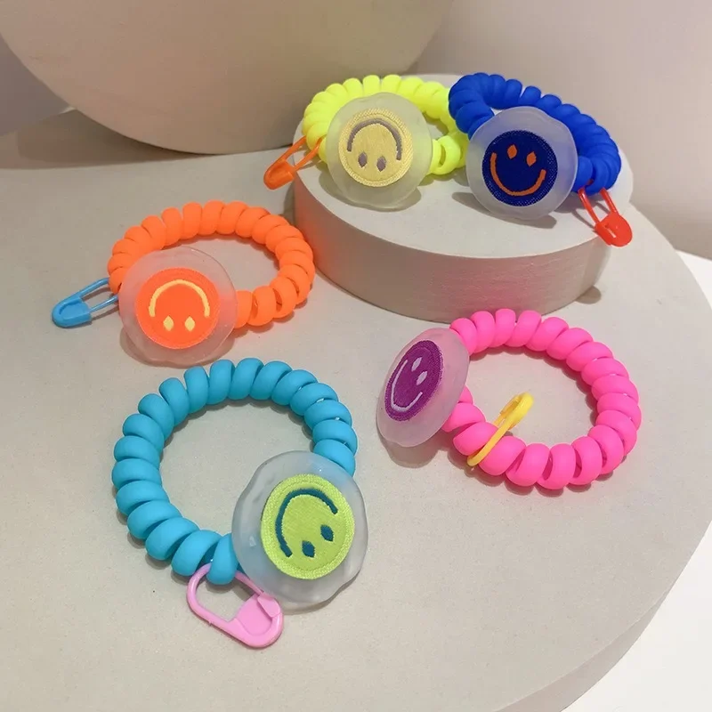 New Fashion Korean Style Frosted Phone Cord Hair Rope For Women Girl Tie Hair Rubber Band Smile Face Colorful Hair Accessories