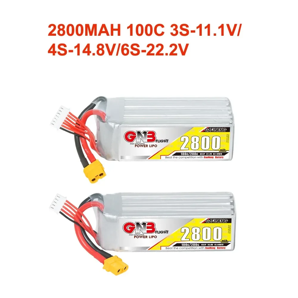 GAONENG GNB Max 200C 2800mAh 100C 3S/4S/6S 11.1V/14.8V/22.2V Lipo Battery With XT60 Connector For FPV Drone RC Helicopter Parts