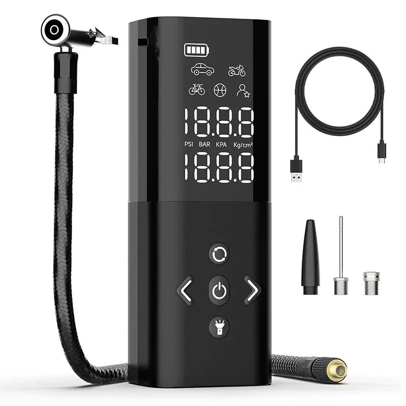 Carku New 2024 Mini Wireless Electric Portable Rechargeable Car Air Compressor Pump Aluminum Digital Tire Inflator For Car