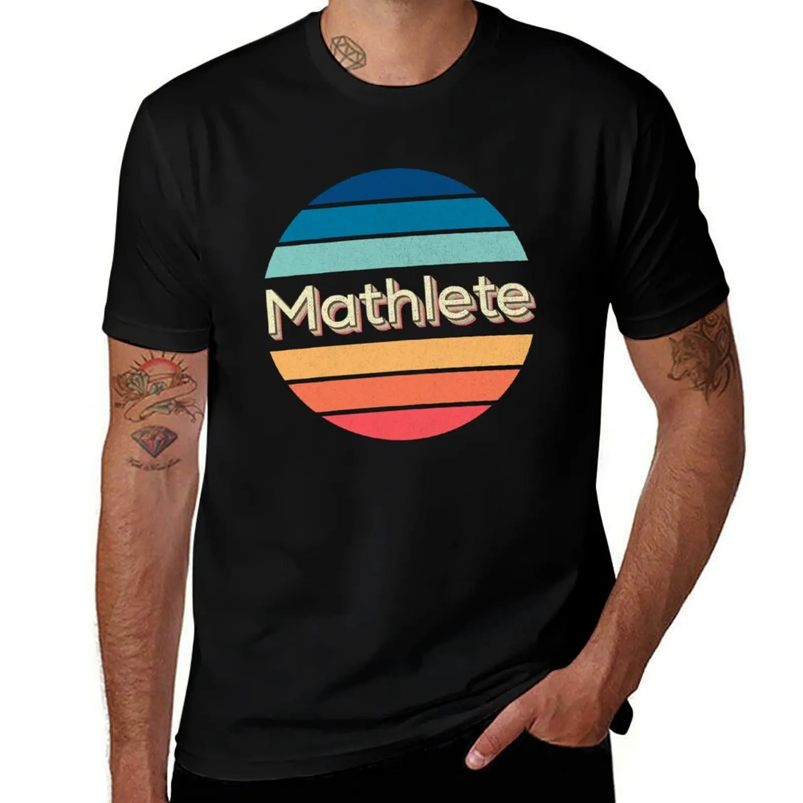 Mathlete. Vintage sunset. T-Shirt Plus Size Workout Short Sleeve Top T-Shirt