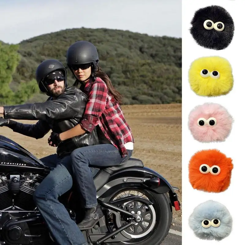 Motorcycle Headgear Decor 2pcs Hardhat Decoration Big Eyes Plush Quick Release Head Doll Decoration Motorcycle Hard Hat