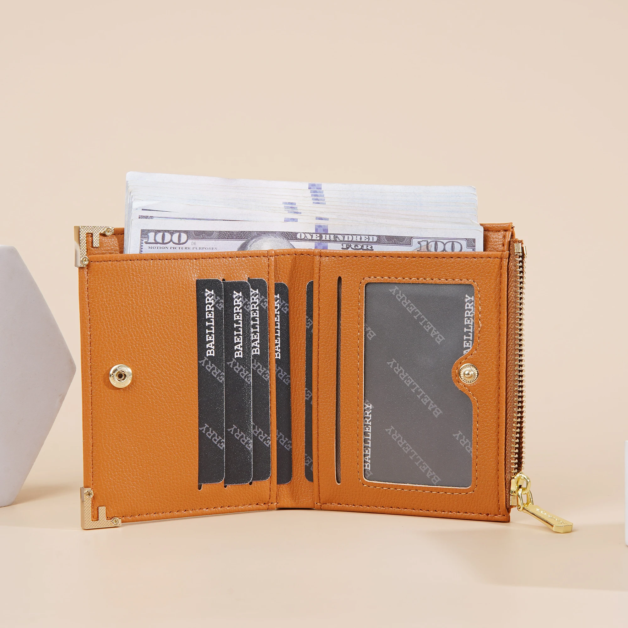 المرأة محفظة صغيرة موضة فاخرة العلامة التجارية محفظة جلدية السيدات حافظة للبطاقات للنساء مخلب الإناث محفظة المال كليب المحفظة #4