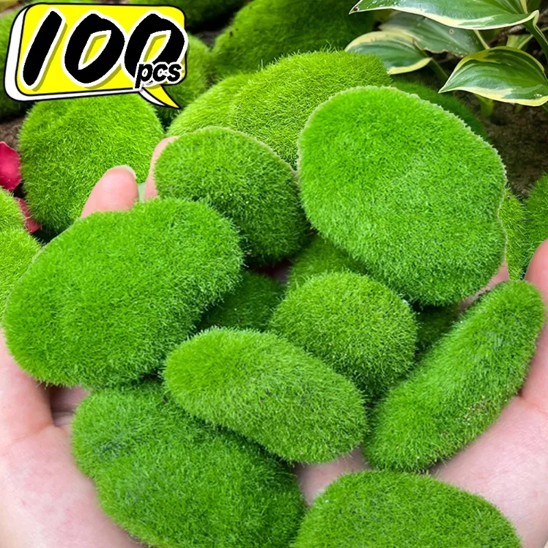 100/5pcs Artificial Moss Rocks Foam Fake Green Moss Stone Micro Landscape DIY Crafts for Home Garden Flower Pot Decoration Rocks