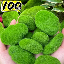 100/5pcs Artificial Moss Rocks Foam Fake Green Moss Stone Micro Landscape DIY Crafts for Home Garden Flower Pot Decoration Rocks