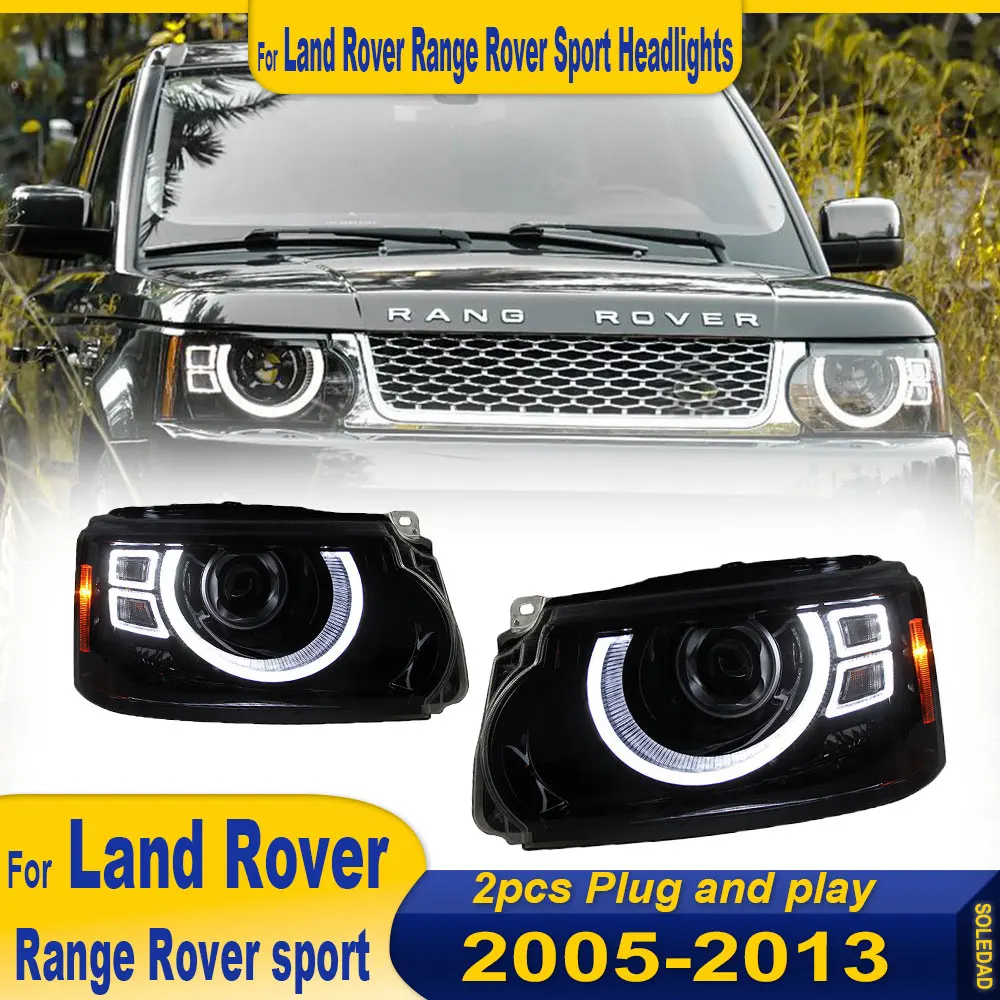 

Пара автомобильных фар для Range Rover Sport, светодиодные фары 2005, 2006, 2007, 2008, 2009, 2010, 2011, 2012 2013, фара Drl, линза проектора