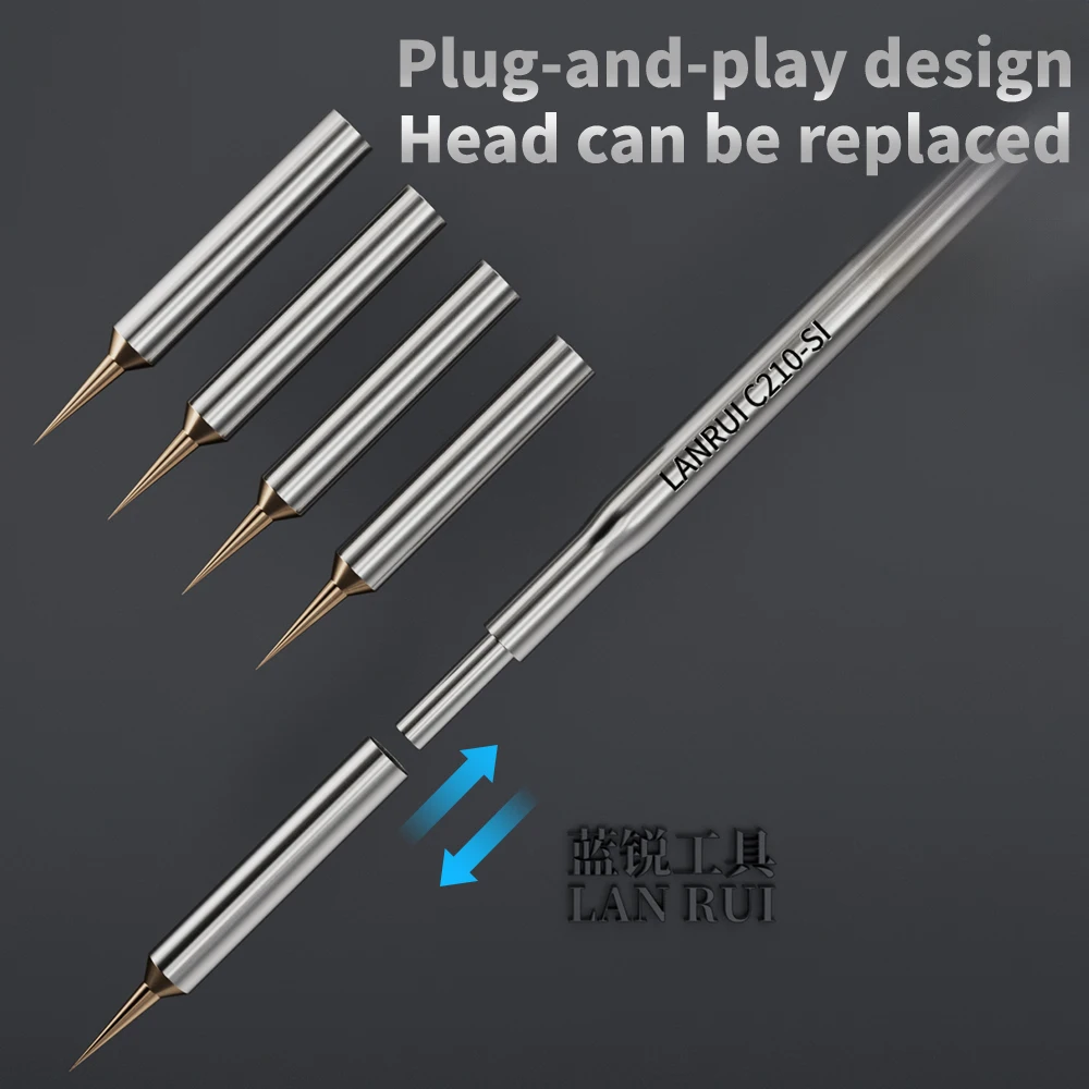 LANRUI C210 Soldering Tip Rapid Heating Replaceable Fine Point Tip for Micro Soldering Phone Screen Flying Wire Welding