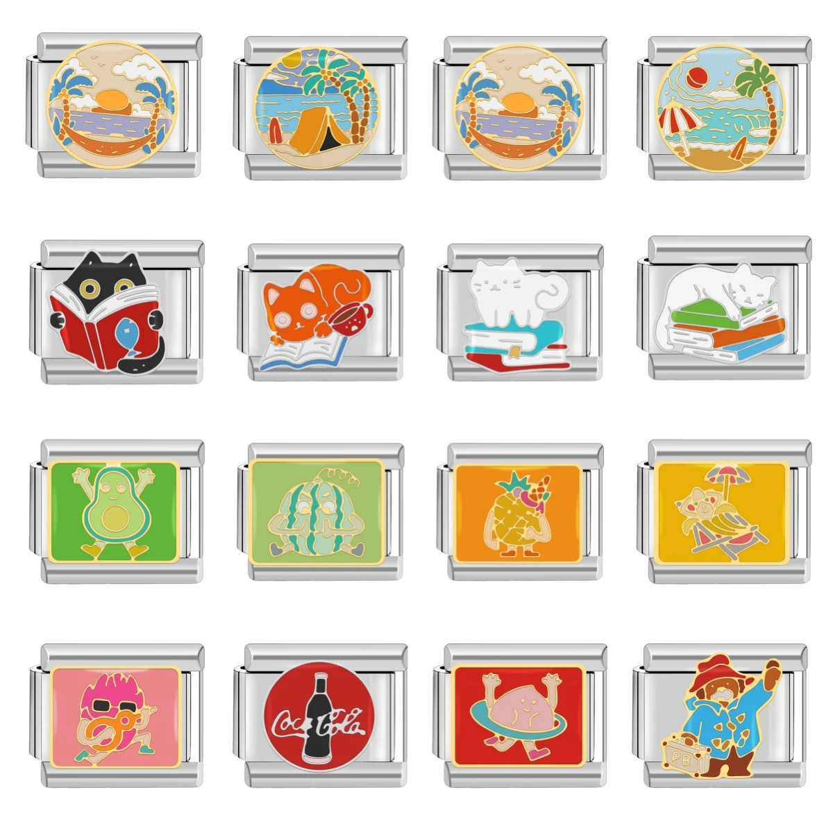 2024 New Women’s Fashion Colorful Beautiful Italian Charms Links Fit 9mm Bracelet Stainless Steel DIY Jewelry
