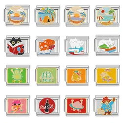 2024 New Women’s Fashion Colorful Beautiful Italian Charms Links Fit 9mm Bracelet Stainless Steel DIY Jewelry