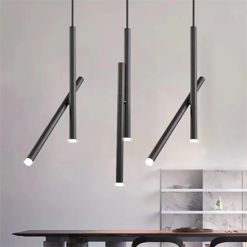 

Modern Tubular Pendant Lamp 2*5W Adjustable LED Spotlight Ceiling Droplight for Kitchen Bar Living Room Corridor Aisle Entrance