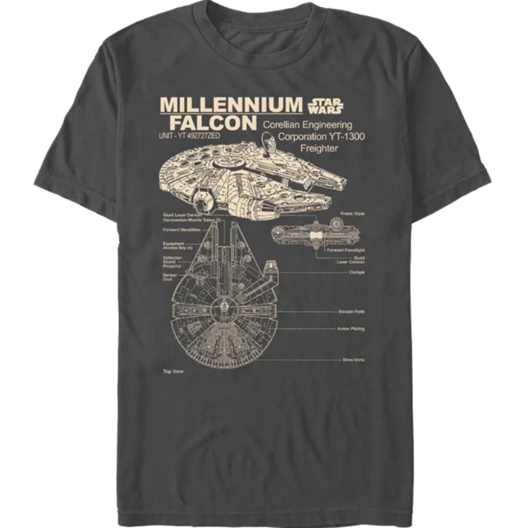 Camiseta holgada y cómoda de manga corta Y2K con estampado de Star Wars para hombre y mujer, novedad en periféricos de Star Wars.