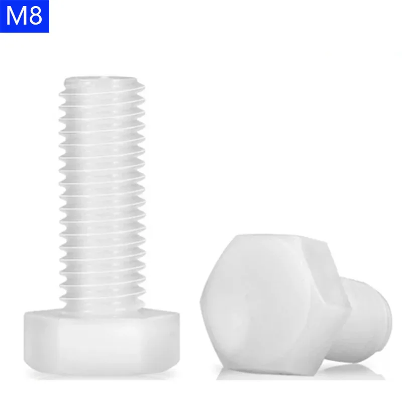 M8 x 1.25 White Plastic Nylon External hex Black Plastic Nylon Hexagon Head Cap Set Screws  bolts DIN 933