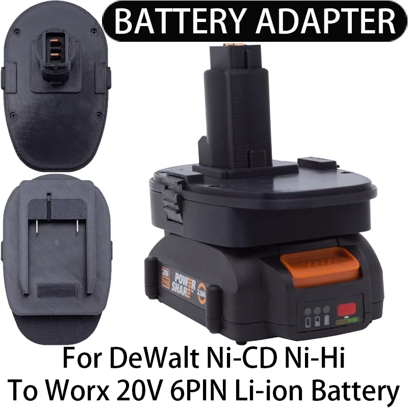 

Adapter/Converter for DeWalt Ni-Cd Ni-Hi tools to Worx 20V 6PIN WA3520 Li-ion Battery Adapter Power Tool Accessories