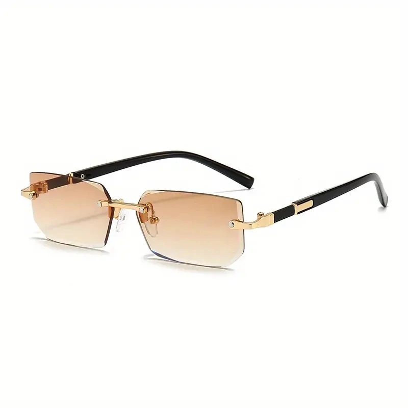 Randlose Sonnenbrille Rechteck Mode Beliebte Frauen Männer Shades Kleine Quadratische Sonnenbrille Für Weiblich Männlich Sommer Reisen Oculos