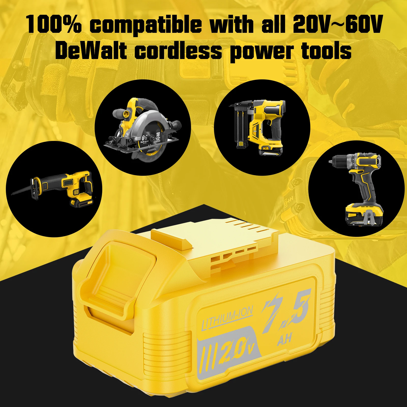 For Dewalt DCBP520 Lithium Battery 20V 7500mah Replacement Battery For DEWALT 20V MAX Power Tools Parts Accessories