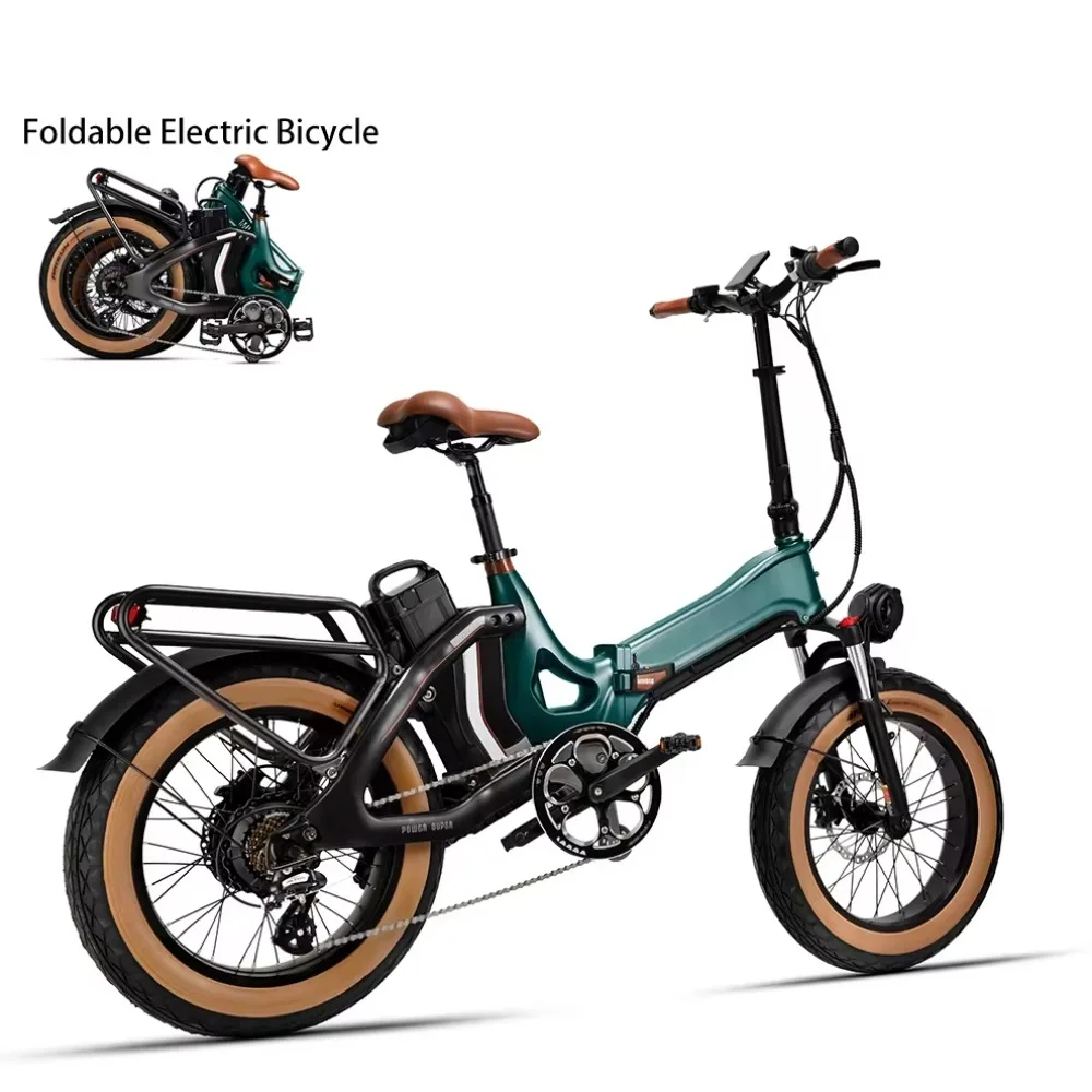 High Quality 48V 500W Electric Folding Bike 7 Speed Mini Pedal Assist City Foldable Road E-Bike with Vacuum Fat Tire