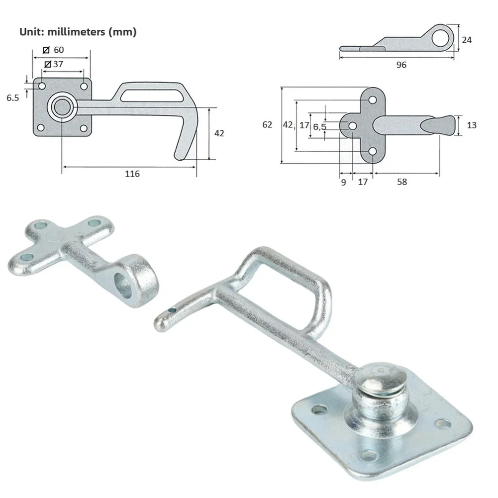 Secure RV Trailer Door Panel Latch Lock Box Clamp For Caravan Toolbox Easy Installation Weather For Proof Carbon Steel Silver