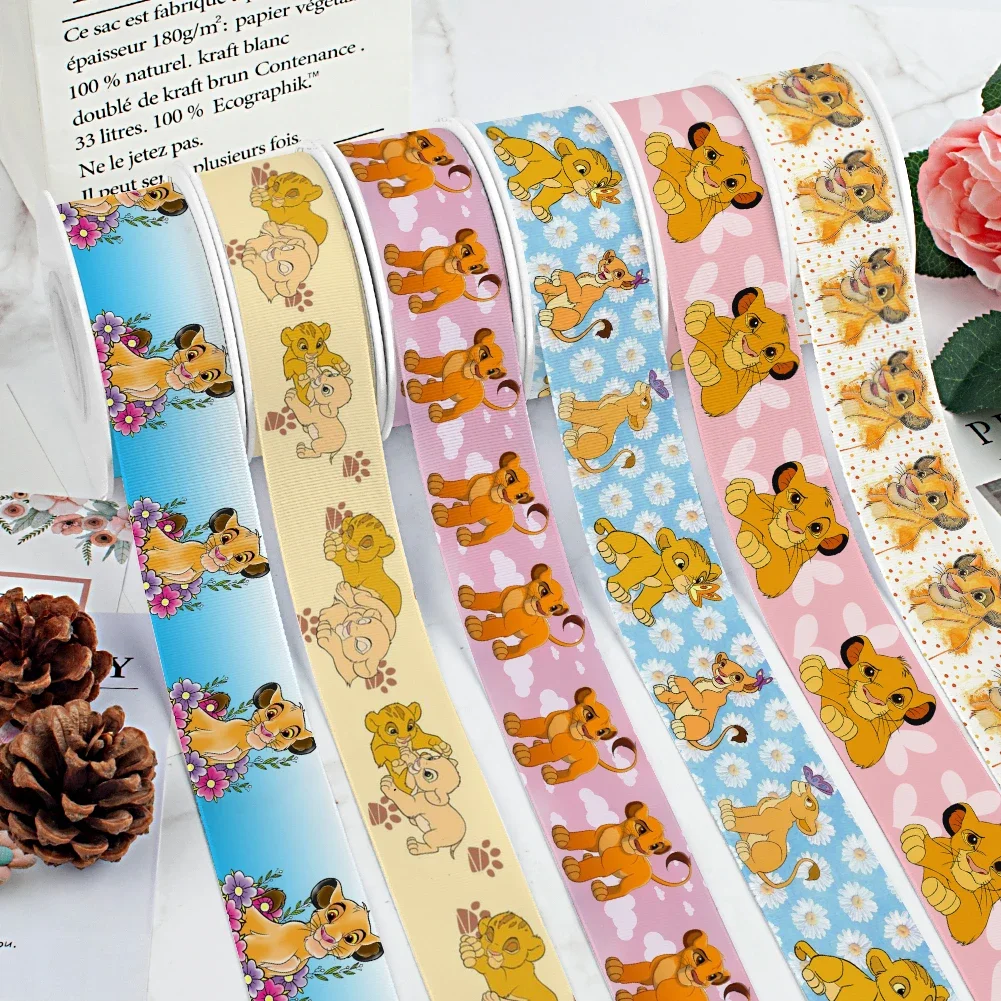 Disney Lion King Cartoon Design Printing Grosgrain Ribbon For DIY Hair 5 Yards