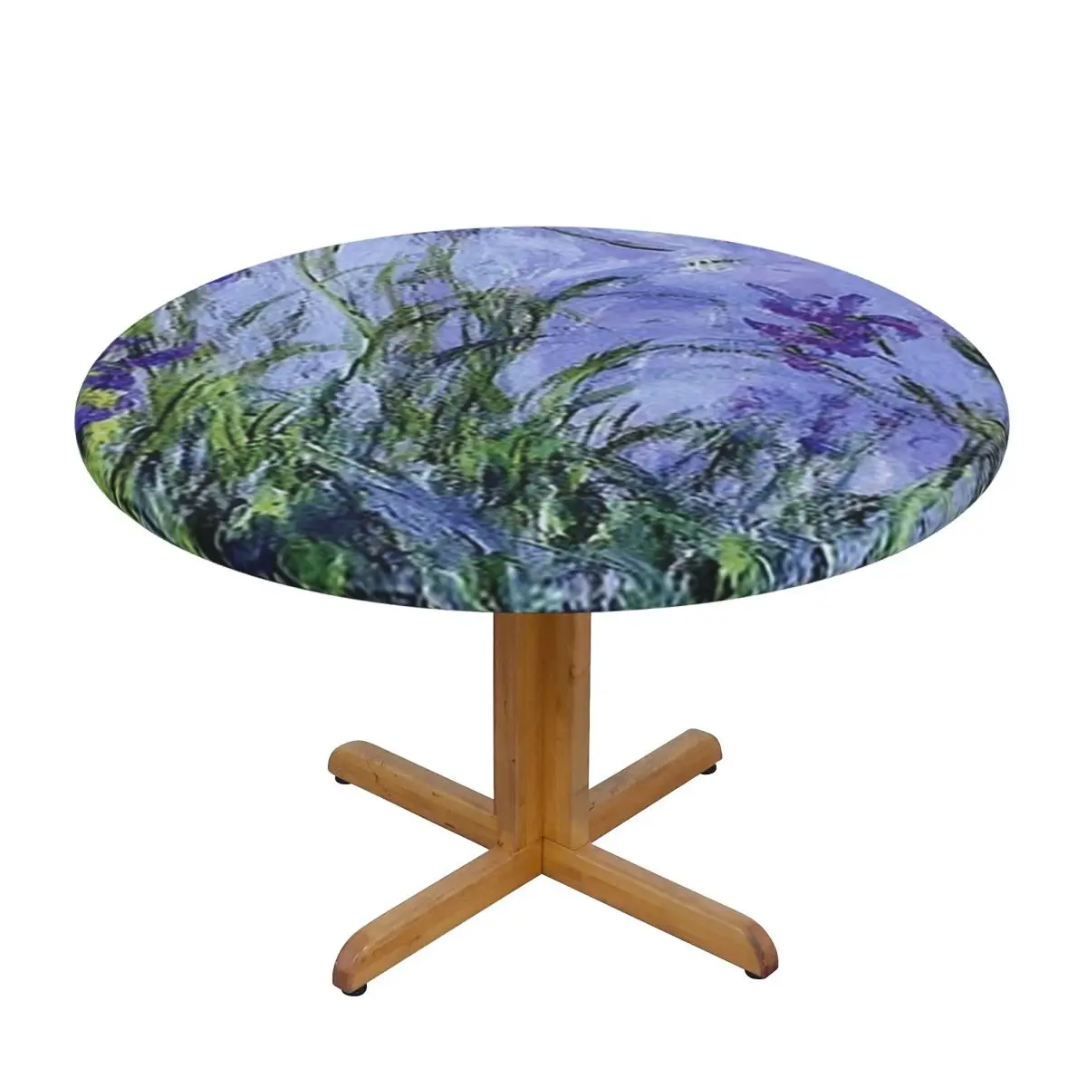 Claude Monet Lilac Irises 191 Waterproof Round Tablecloth Oilproof Table Cloth for Kitchen Events Dining Table Cover