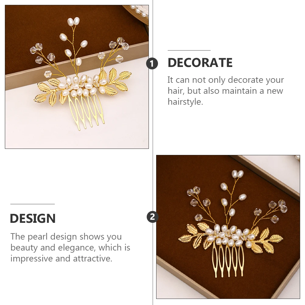 

Pearl Comb Flower Shape Hair Decor Wedding Bride Tuck Accessories Women Decoration for Bridal Ornament