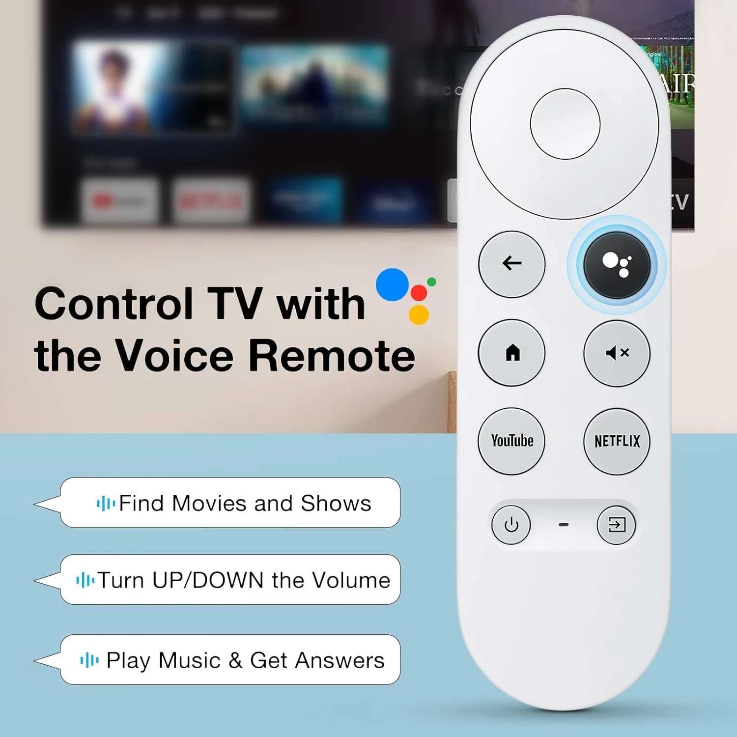 Voice Remotes Control Compatible with Google Chromecast 4k Snow G9N9N/GA01409-US/GA01919-US/GA01920-US/GA01923/GA02463/GA02464