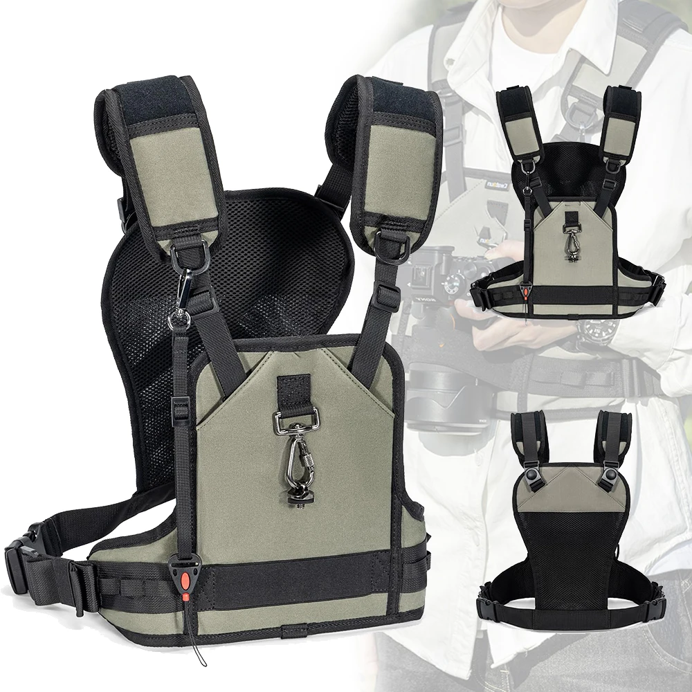 

Tactical Camera Vest Strap 600D Breathable Pressure Reduction Quick-Release Vest Triple Safety Mount for Outdoor Photography