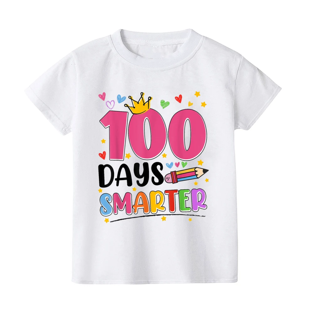 Toddler Little Boys Girls 100 Days of School T-Shirt 100 Days Brighter School Celebration Student Funny Graphic Shirts