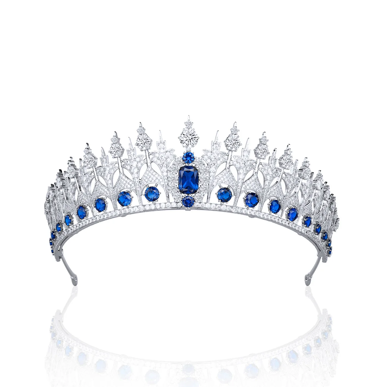 Zirconia Dutch Sapphire Replica Tiara for Wedding,Blue Crystal Queens Tiaras for Women,Royal Hair Accessories