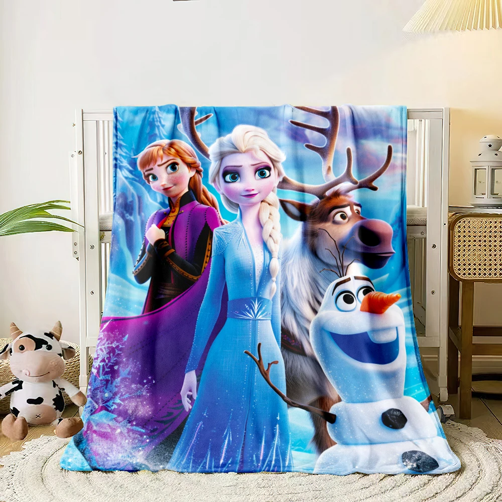 Frozen Elsa Princess HD Printed Flannel Fluffy Throw Camping Blankets for Children Sofa Throw Thin Blanket Modern Fashion Gift