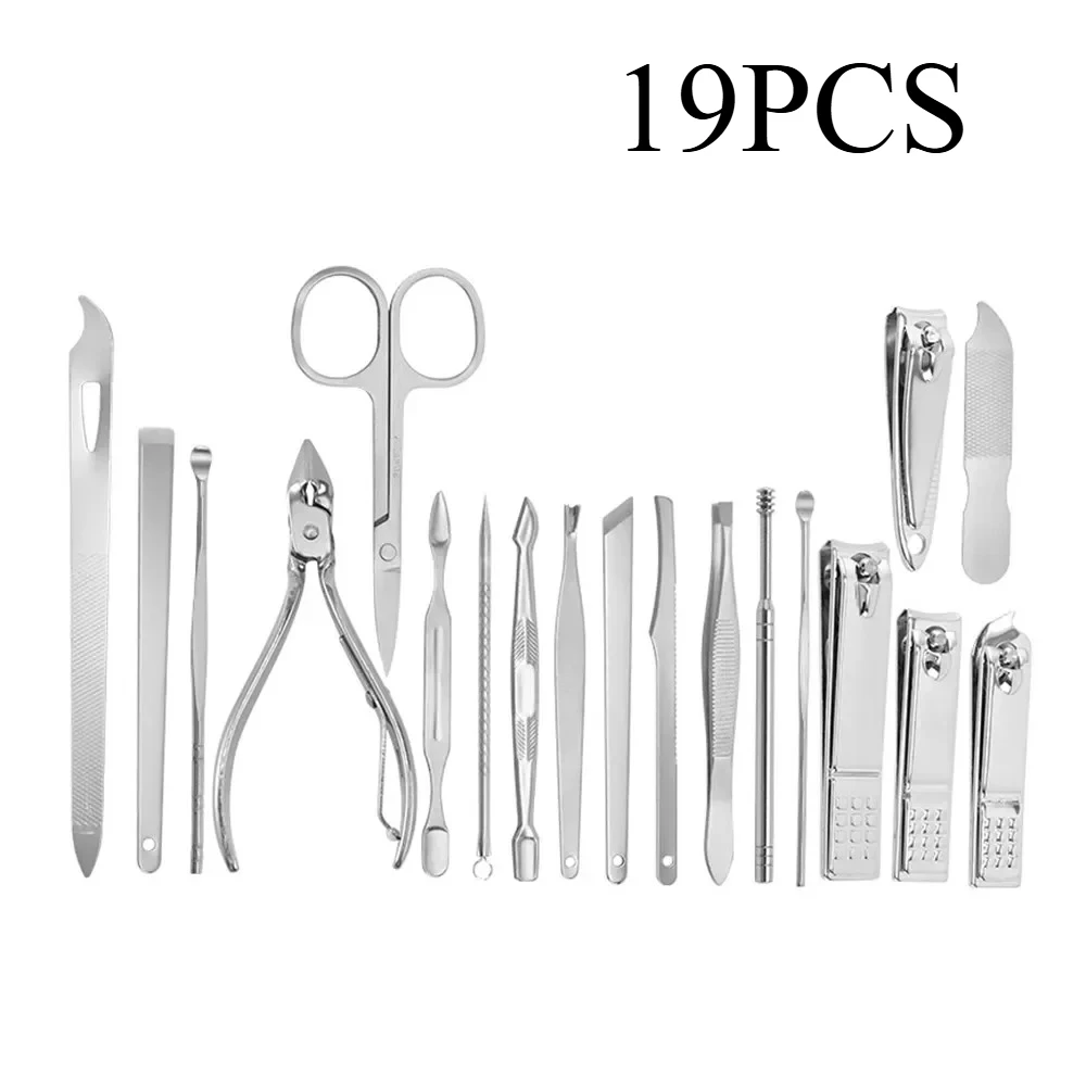 

19Pcs Manicure Full Set Nail Clippers Stainless Steel Nails Trimmers and Nail Files Knife High Quality Pedicure Care Tools