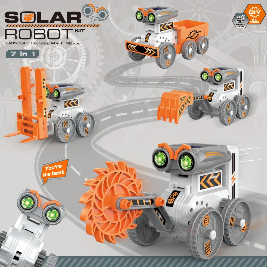 Kit robô solar montado 7 em 1, programação, transformação, faça você mesmo, construção elétrica, haste de robô, brinquedos educativos, meninos, crianças, gfit