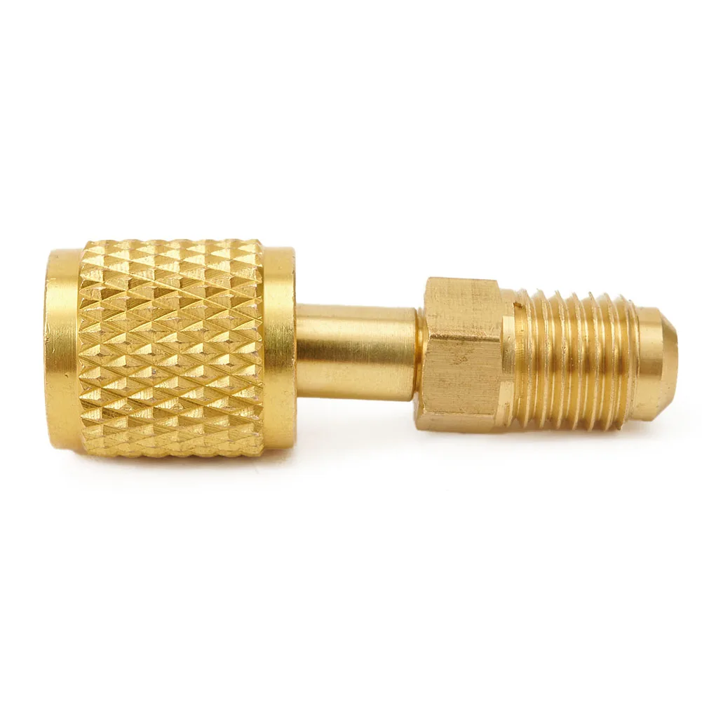 Can Tap Valve R134A Dispenser Tool AC-Tank Adapter 1/4 Hose 3pcs/set Gold 1/4" SAE  M 1/2" ACME Adapter For R12 R22 Manifold