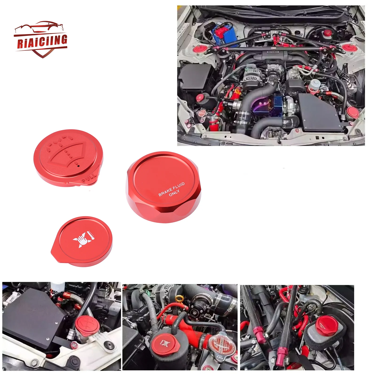 

Durable Engine Fluid Reservoir Covers - Brake / Auxiliary Coolant / Washer, For 2022 Subaru BRZ & Toyota GR86