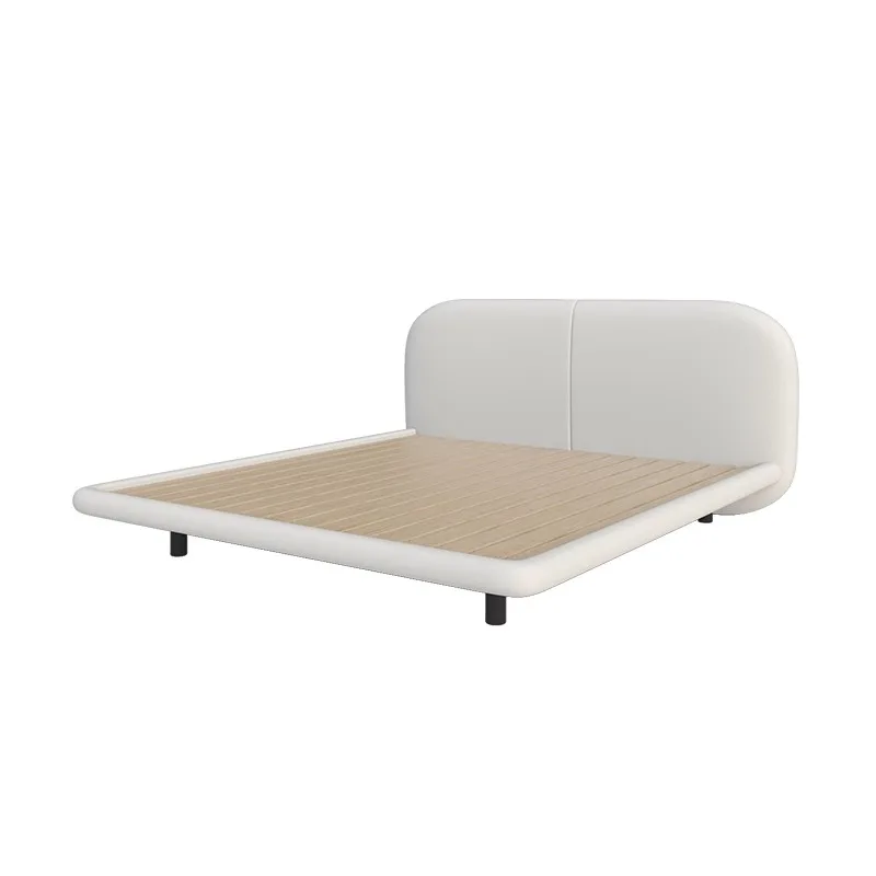 Unique Design Double Bed European Beige Minimalist Modern Storage Double Bed Frame Japanese Cama Queen Size Furniture For Home