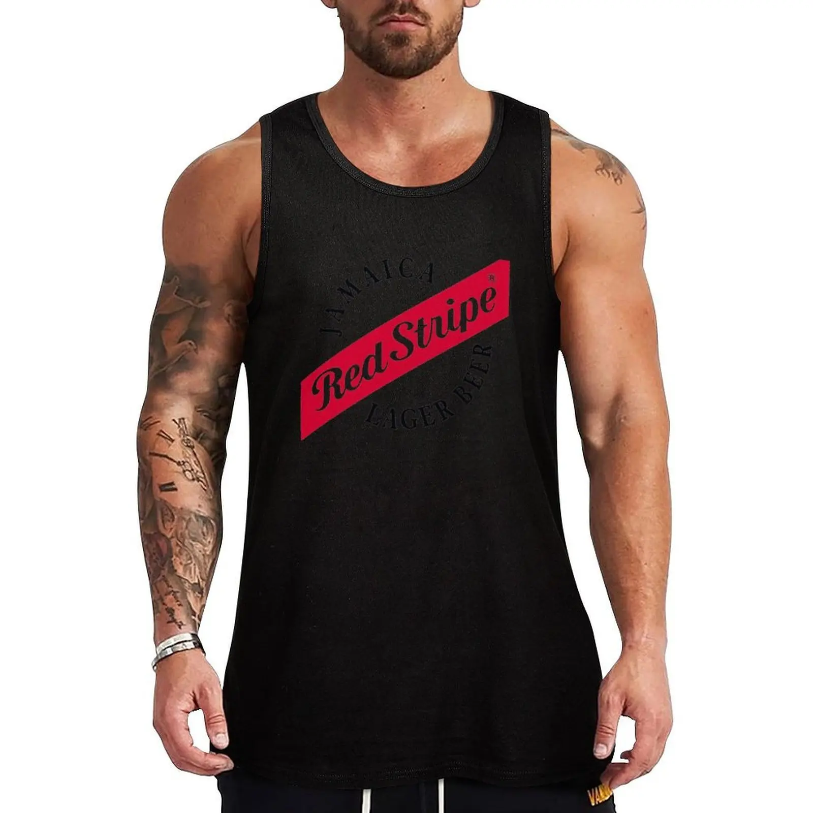 Jamaica Red Stripe Lager Beer Tank Top Abstract Graphic Tank Top Art Print Sleeveless