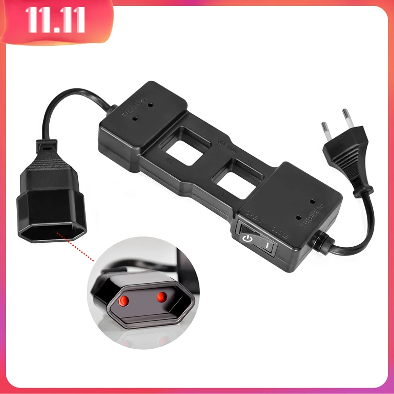 Divisor de línea CA 10x/probador de receptáculo, voltaje de funcionamiento CA 100 ~ 230 V, corriente nominal máxima de 15 A negro (HP-7400A)