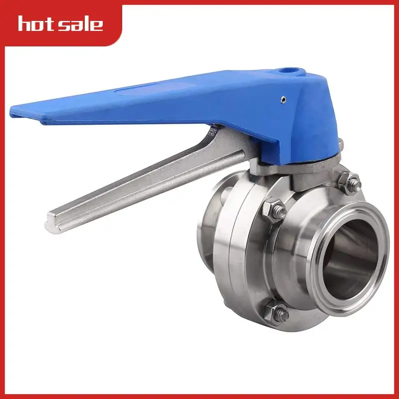 A21R-Butterfly Valve With Blue Trigger Handle Stainless Steel 304 Tri-Clamp