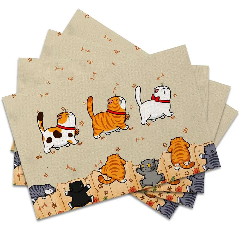 4 Peças, Sousplats com Tema de Gato, Melhores Sousplats, Laváveis, Adequados para Festas de Fim de Ano, Decoração de Casa, Bancadas de Cozinha, Salas de Jantar Retangulares, Deixam Sua Sala de Jantar e Cozinha Mais Bonitas, Presentes de Aniversário e Presentes para Festas de Inauguração de Casa para Família e Amigos