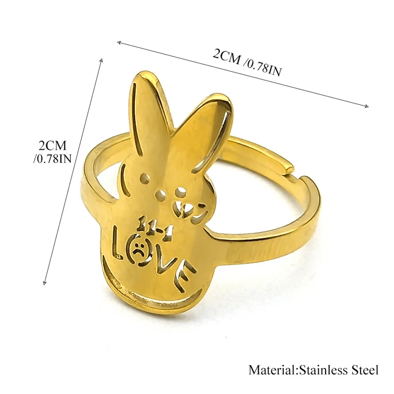 Lil Peep Love Rabbit Sad for Love Rings For Women Men Stainless Steel Music Animal Open Ring Jewelry anillos mujer R46S01