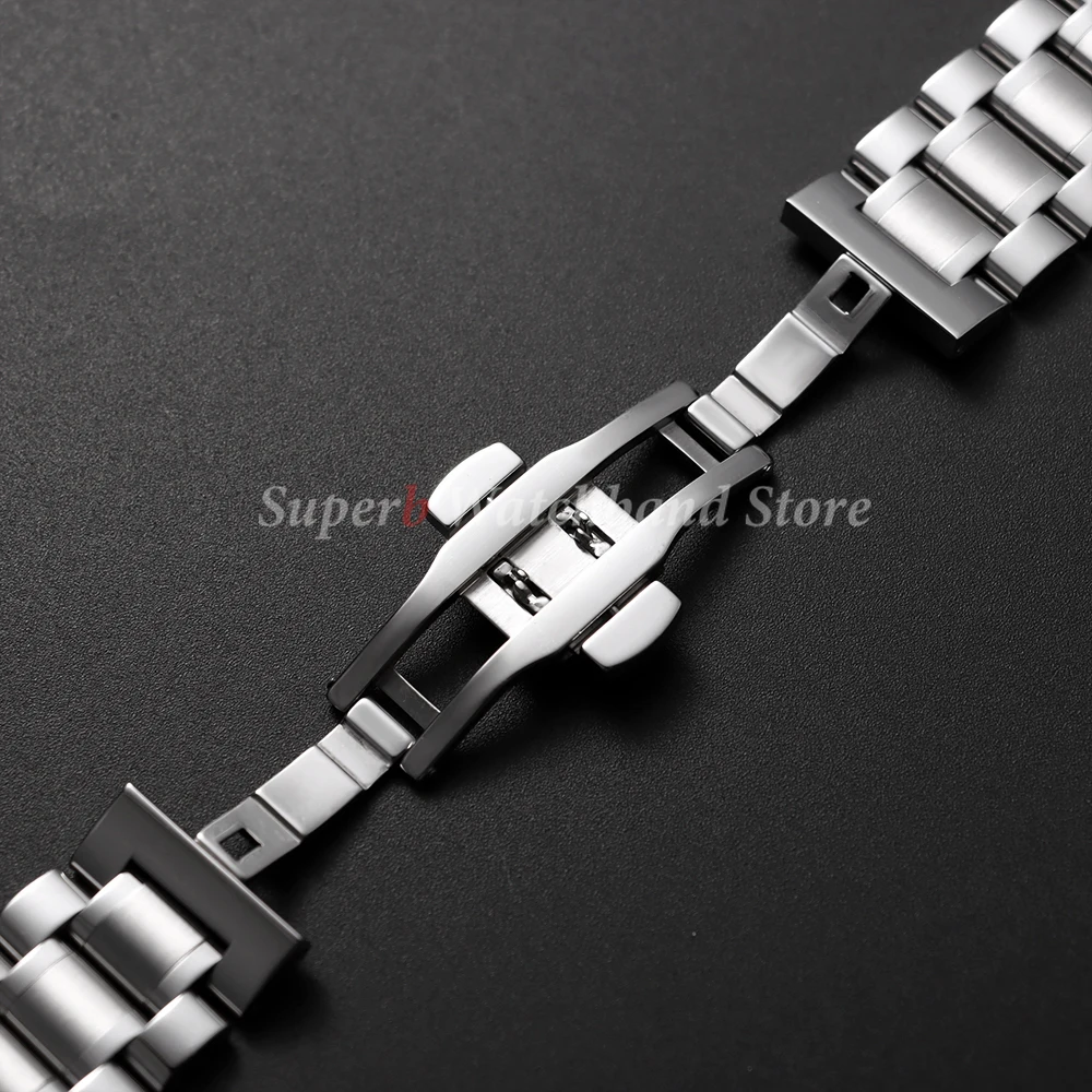 カーブエンドステンレススチール時計ストラップロンジン用ティソブレスレット 12/13/14/16/17/18/19/20/21/22/23/24 ミリメートルバタフライクラスプ