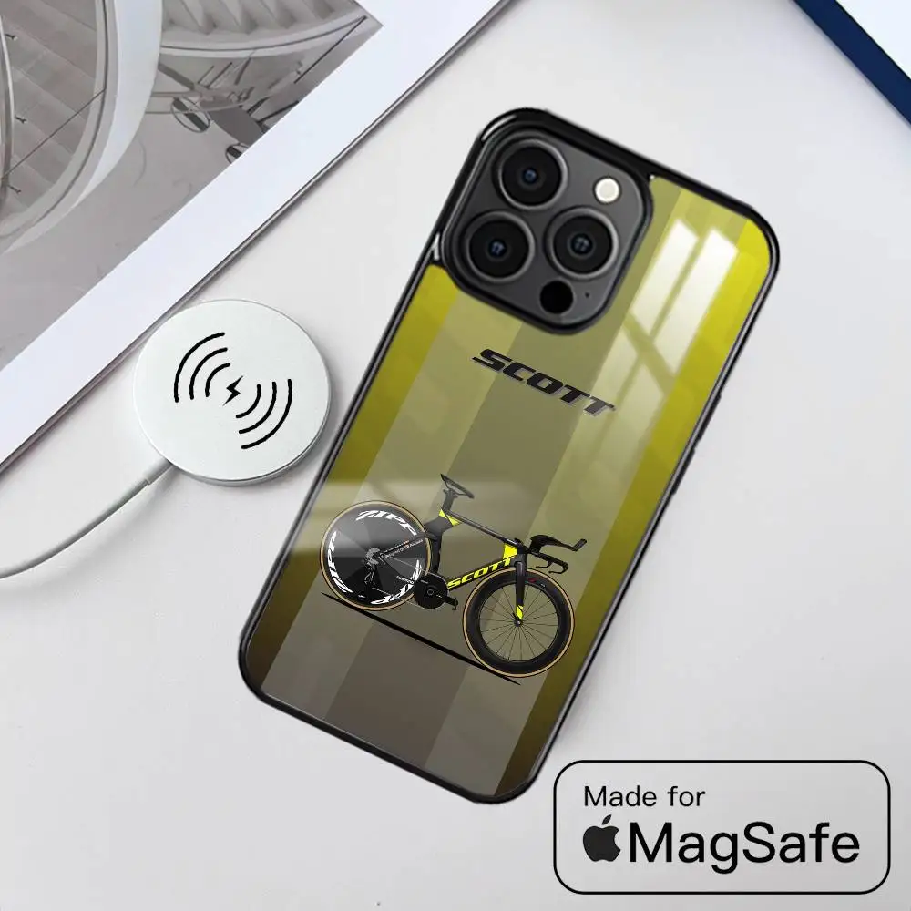 S-Scott-T Cool Bike Funda de teléfono MagSafe magnética para iPhone 16 15 14 13 12 11 Pro Plus Max Mini Funda de cargador inalámbrico