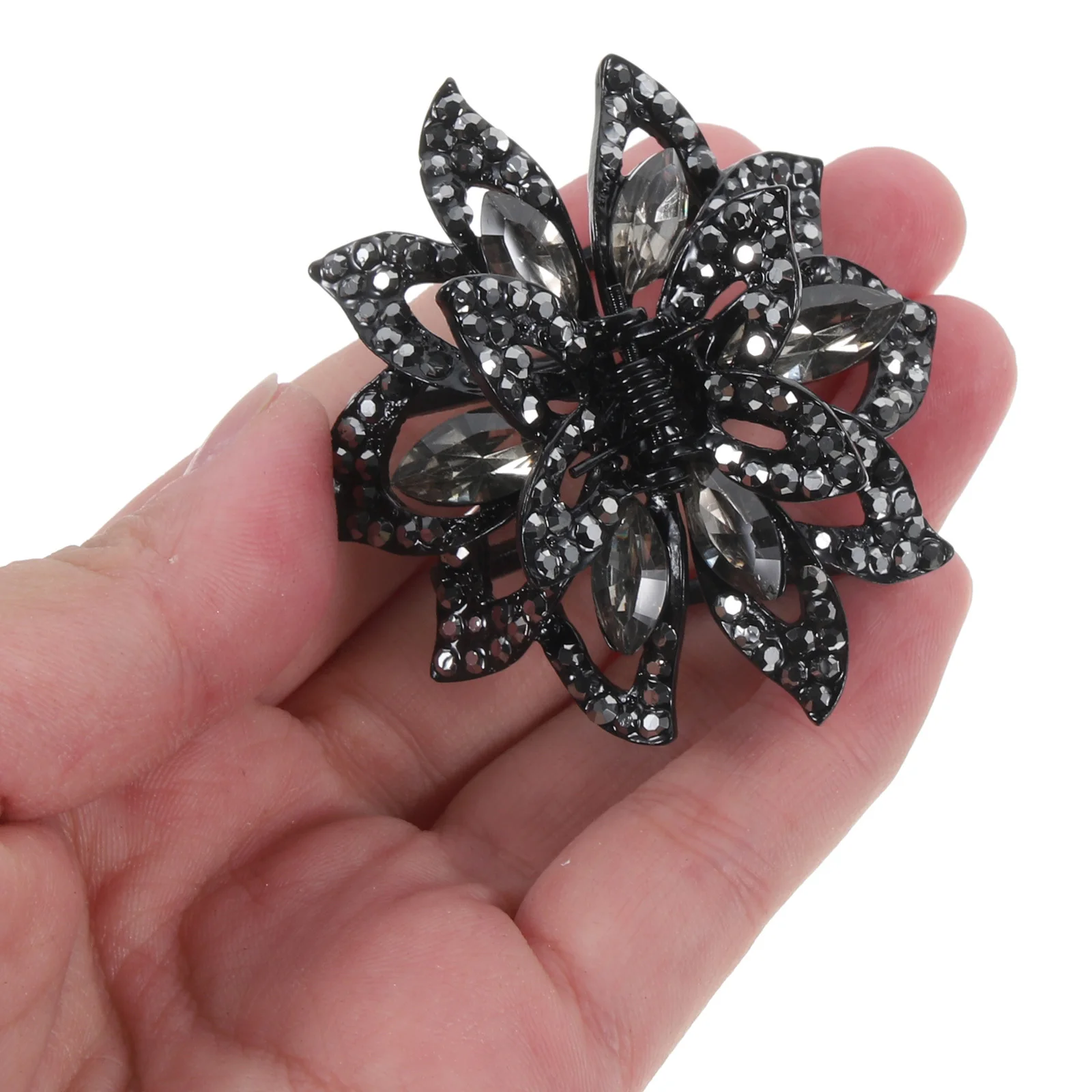 

Rhinestone Hair Claw Clip Flower Shape Small Clip for Women Strong Grip No Pain Comfortable All Day Wear Easy to Use