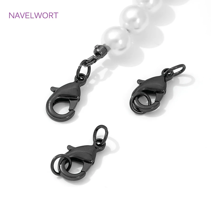 Black Color Brass Lobster Clasp&Extender Chain,Clasp for jewelry,DIY Bracelet Necklace Making Accessories,Connectors For Jewelry