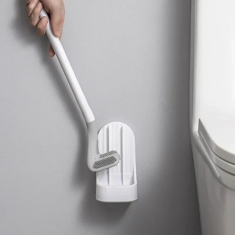 Detachable Long-handled Silicone Toilet Brush Toilet Soft Rubber Cleaning Brush Toilet Brush Base No Dead Space Toilet Brushes