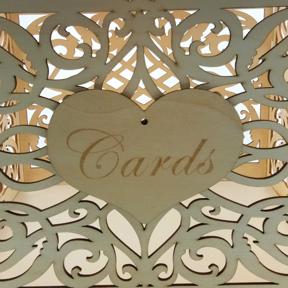 

Wooden Wedding Box Hollow Out Letter Design Storage for Cards Candies Flowers Small Gifts Rustic Check-in Box Favor Container