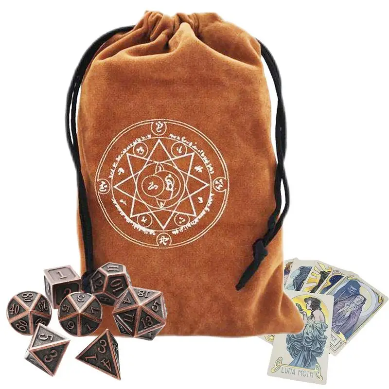 Tarot Bag 18x10cm Tarot Deck Dice Storage Bag Soft Printed Tarot Card Holder With Drawstring Small Velvet Pouch For Tarot Dice