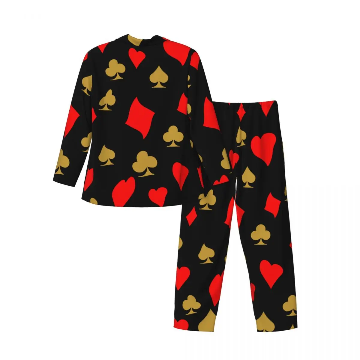 Spades Crosses Diamonds And Hearts Long-sleeved Trousers Pajamas for Men Autumn and Winter Homewear Sleepwear Sets