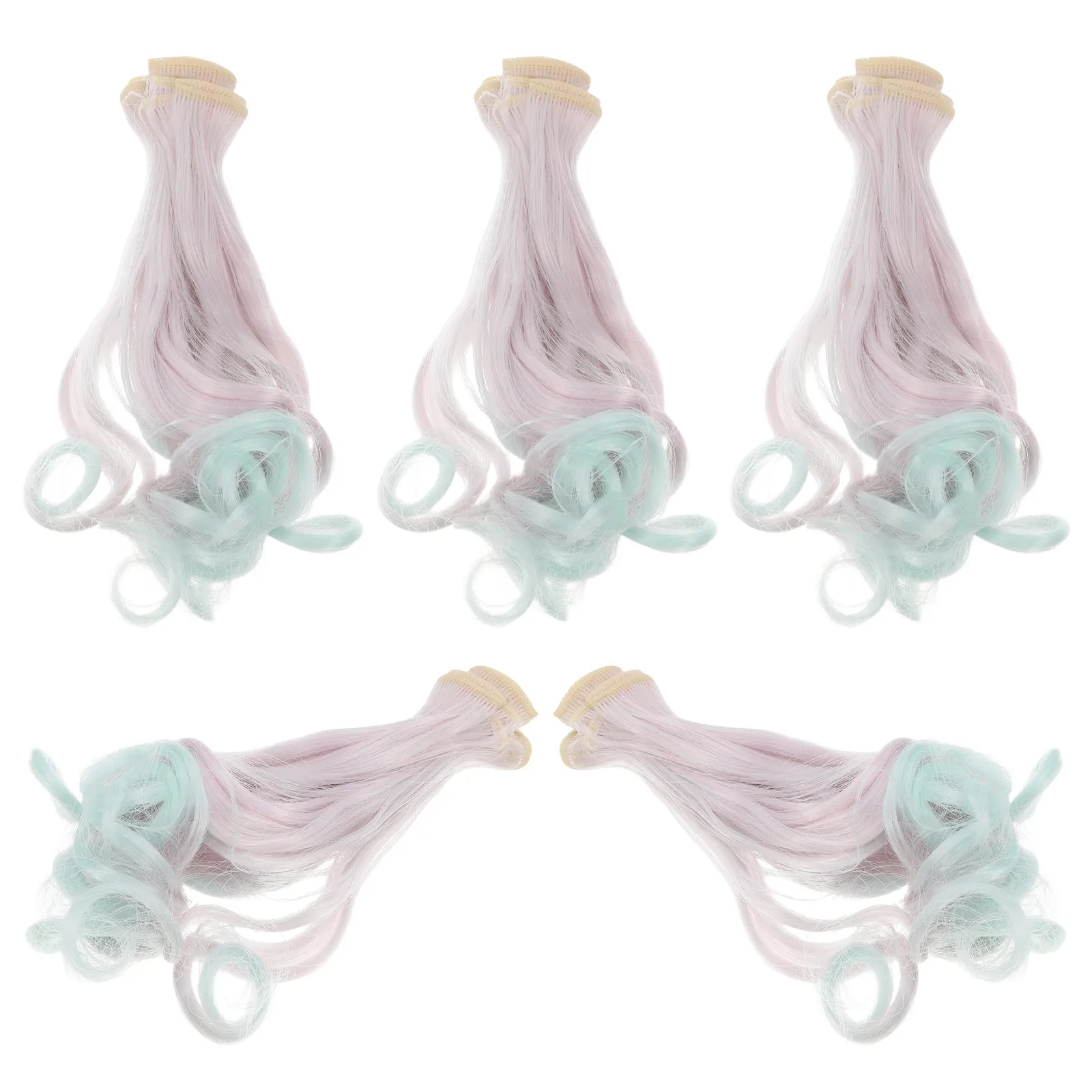 

5Pcs Fake Hair Wigs for Curly Soft Synthetic Fibers Easy Attach Vivid Hairstyles Decorative Kit for Creative Play